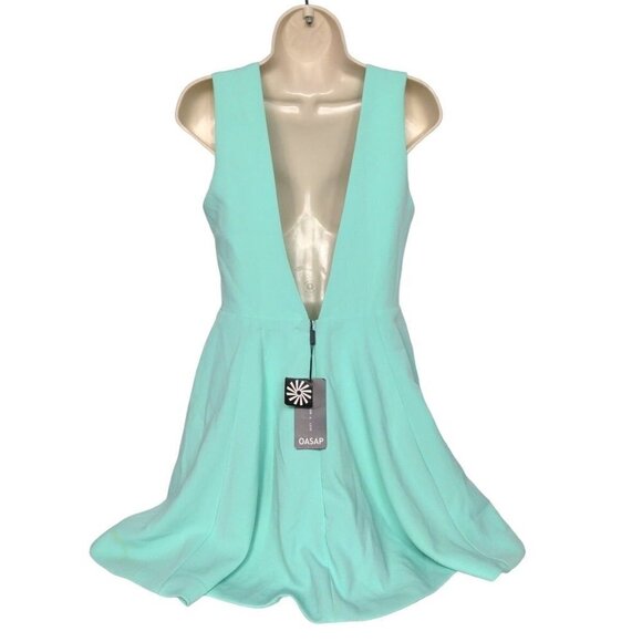 Oasap Women's A Line Dress Small Light Blue Ruffle - Picture 2 of 3